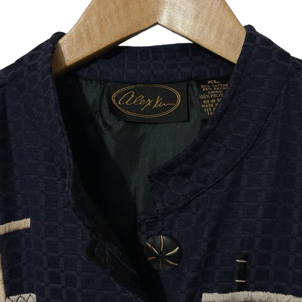Alex Kim Embroidered Jacket Womens Size XL Button Front Unique - Picture 3 of 7